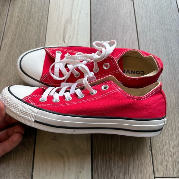 Converse Red and White Chuck Taylor Sneakers Classic Low-Top - Picture 4 of 6